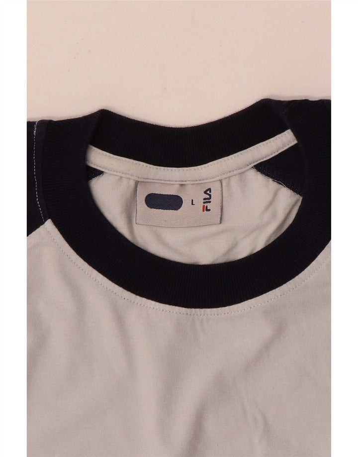 Fila Mens T-Shirt Top Large Grey Colourblock Cotton