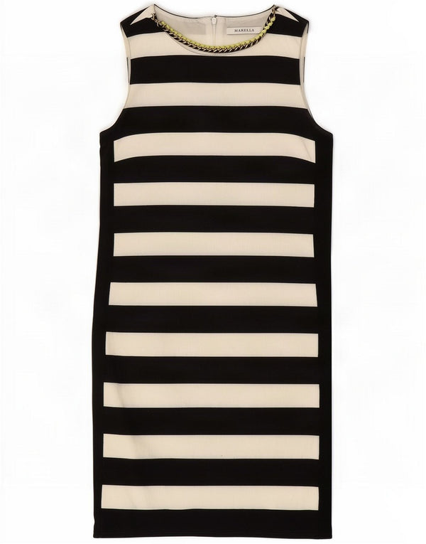 Marella Womens Sleeveless Shift Dress UK 8 Small Black Striped Viscose