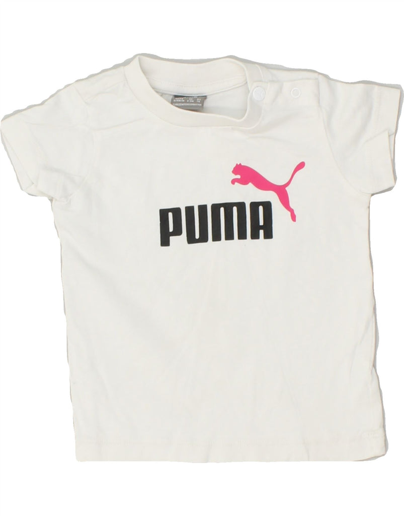 PUMA Baby Girls Graphic T-Shirt Top 6-9 Months White | Vintage Puma | Thrift | Second-Hand Puma | Used Clothing | Messina Hembry 