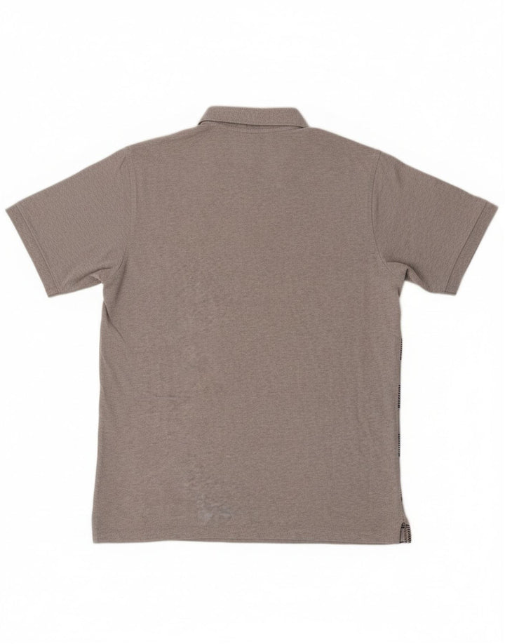 Reebok Mens Polo Shirt Medium Grey Striped Cotton