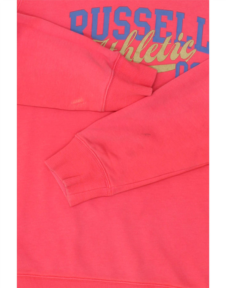 RUSSELL ATHLETIC Womens Graphic Sweatshirt Jumper UK 14 Large Pink Vintage Russell Athletic and Second-Hand Russell Athletic from Messina Hembry 