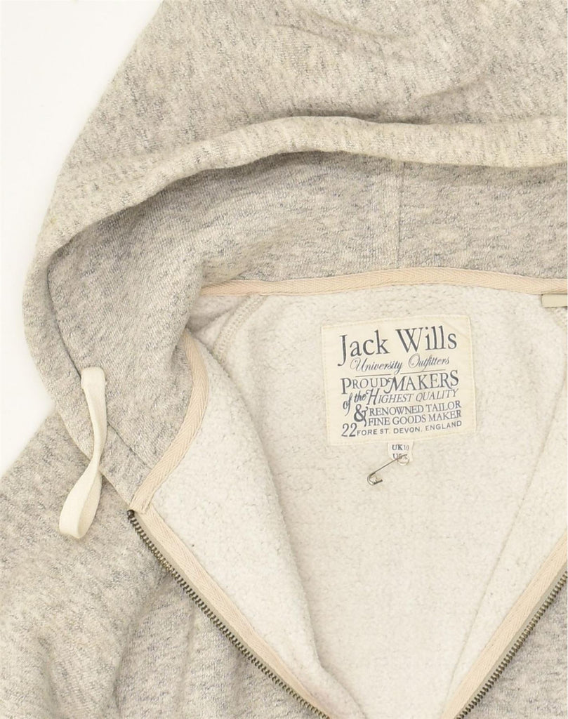 JACK WILLS Womens Zip Hoodie Sweater UK 10 Small Grey Cotton | Vintage Jack Wills | Thrift | Second-Hand Jack Wills | Used Clothing | Messina Hembry 