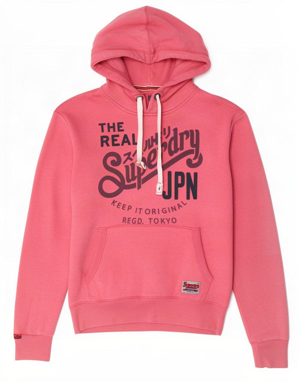 Superdry Womens Graphic Hoodie Jumper UK 20 2XL Pink Cotton