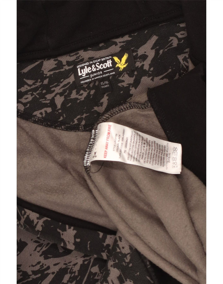 Lyle & Scott Boys Abstract Pattern Zip Hoodie Sweater 15-16 Years Black