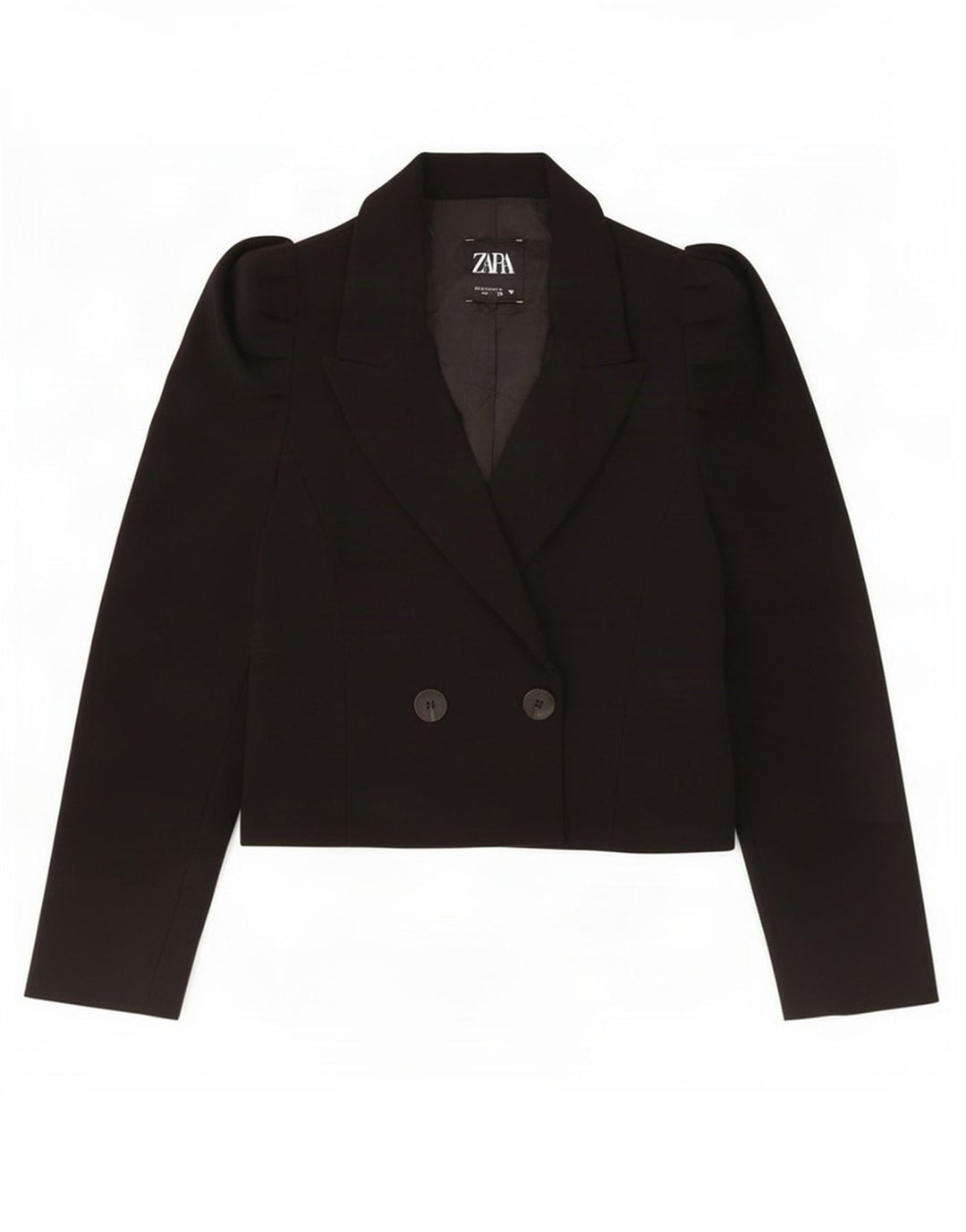 Zara Womens Double Breasted Bolero Jacket UK 10 Small Black Polyester