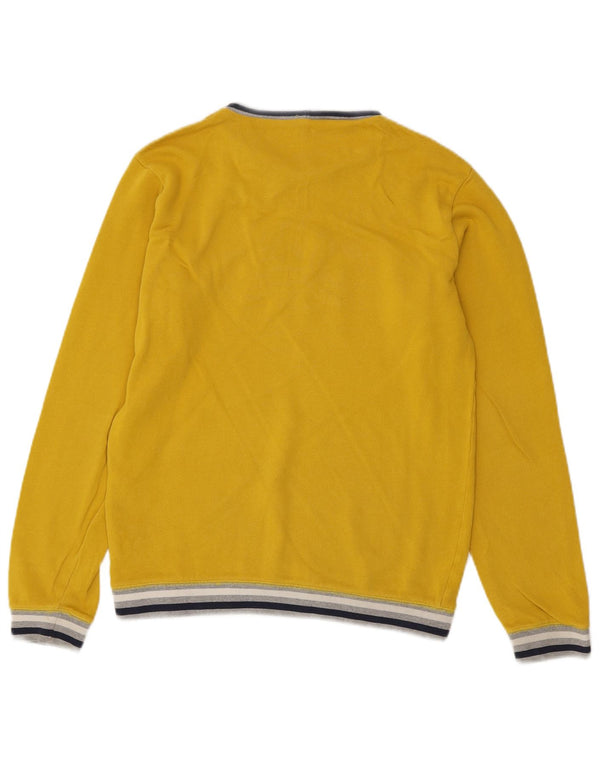 Benetton Boys Crew Neck Jumper Sweater 13-14 Years 3XL Yellow Striped