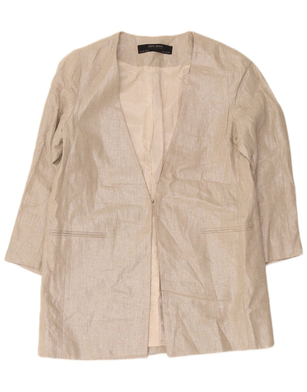 Zara Womens 3/4 Sleeve Blazer Jacket UK 14 Large Grey