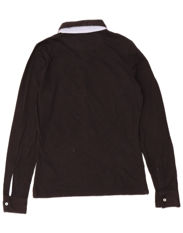 Geox Womens Respira Long Sleeve Polo Shirt UK 10 Small Black Cotton