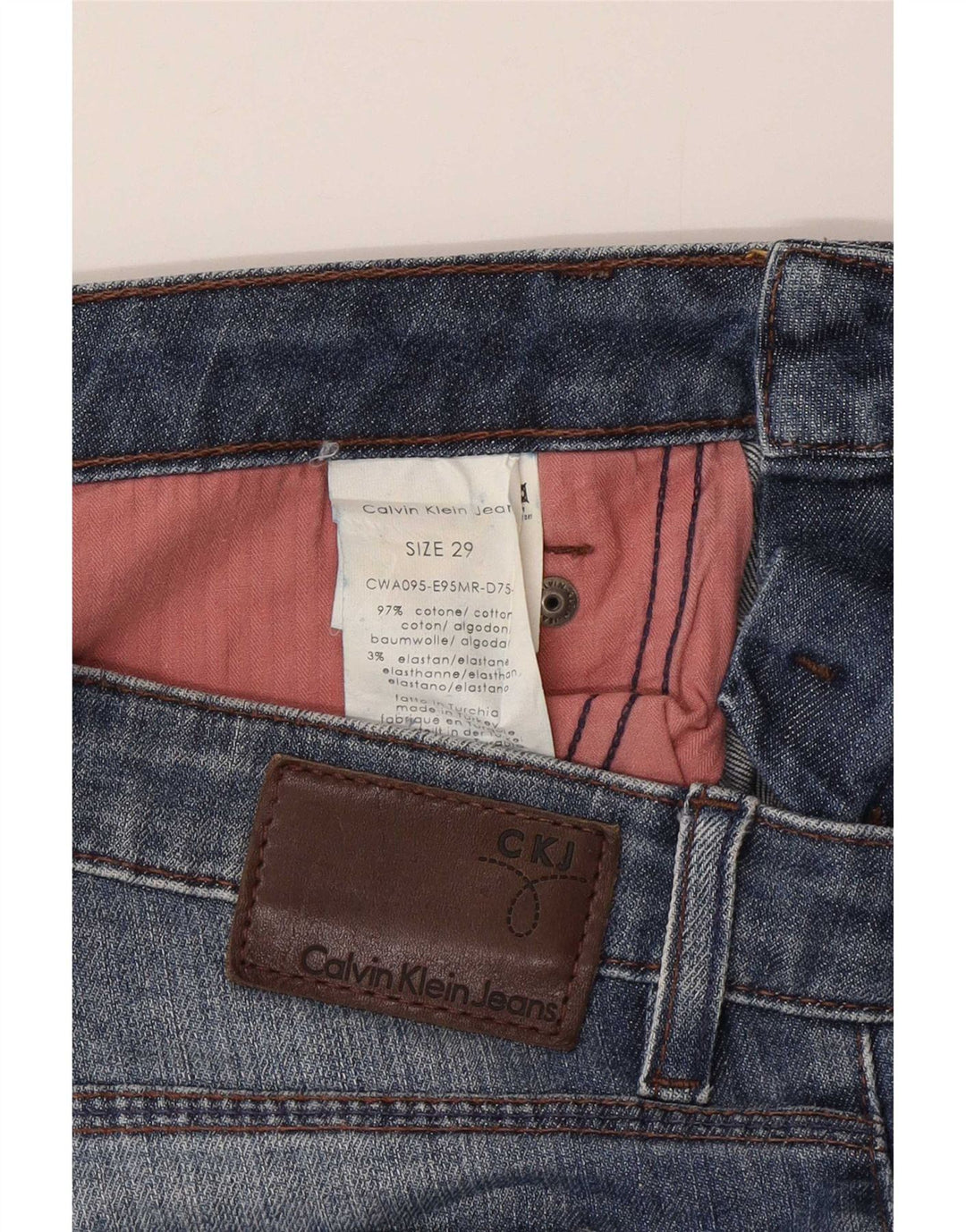 Calvin Klein Womens Slim Jeans W29 L33 Blue Cotton