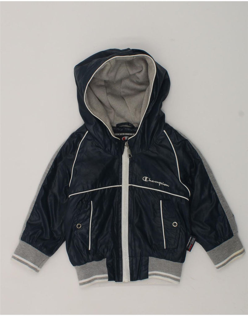 CHAMPION Baby Boys Hooded Rain Jacket 3-6 Months Navy Blue Polyester | Vintage Champion | Thrift | Second-Hand Champion | Used Clothing | Messina Hembry 