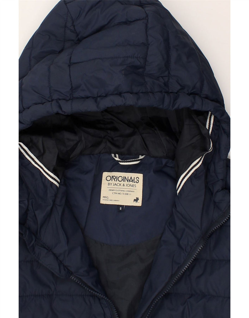 JACK & JONES Mens Hooded Padded Jacket UK 36 Small Navy Blue | Vintage Jack & Jones | Thrift | Second-Hand Jack & Jones | Used Clothing | Messina Hembry 