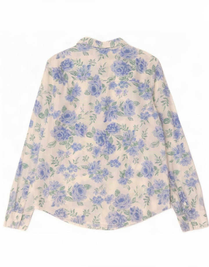 Benetton Womens Shirt UK 14 Medium White Floral