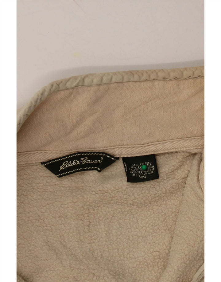EDDIE BAUER Womens Zip Neck Sweatshirt Jumper UK 20 2XL Beige Cotton Vintage Eddie Bauer and Second-Hand Eddie Bauer from Messina Hembry 