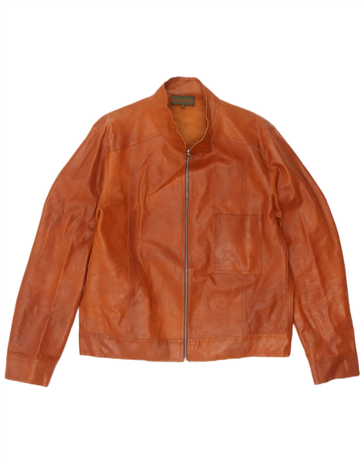 Fabrizio Del Carlo Womens Leather Jacket UK 18 XL Brown