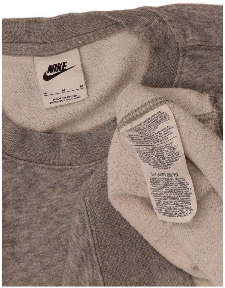 Nike Womens Oversized Sweatshirt Jumper UK 14 Medium Grey Flecked Cotton