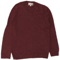 Marks & Spencer Mens V-Neck Jumper Sweater Small Burgundy Lambswool