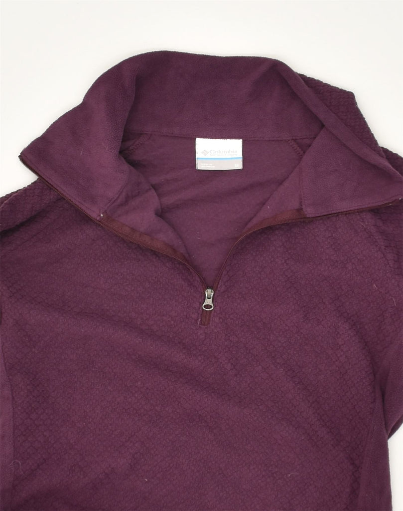 COLUMBIA Womens Zip Neck Fleece Jumper UK 12 Medium Purple Polyester | Vintage Columbia | Thrift | Second-Hand Columbia | Used Clothing | Messina Hembry 