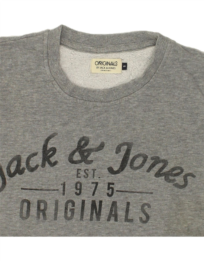 JACK & JONES Mens Graphic Sweatshirt Jumper Small Grey Cotton | Vintage Jack & Jones | Thrift | Second-Hand Jack & Jones | Used Clothing | Messina Hembry 