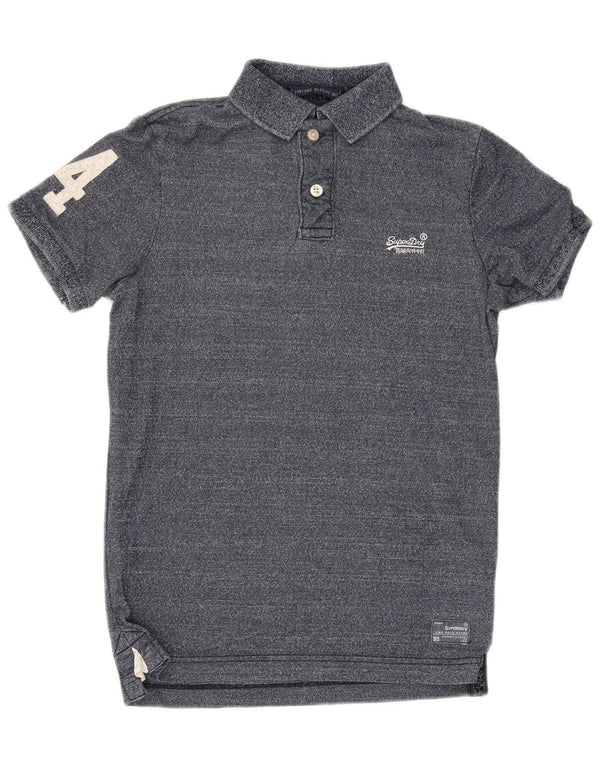 Superdry Mens Graphic Polo Shirt Medium Navy Blue Cotton
