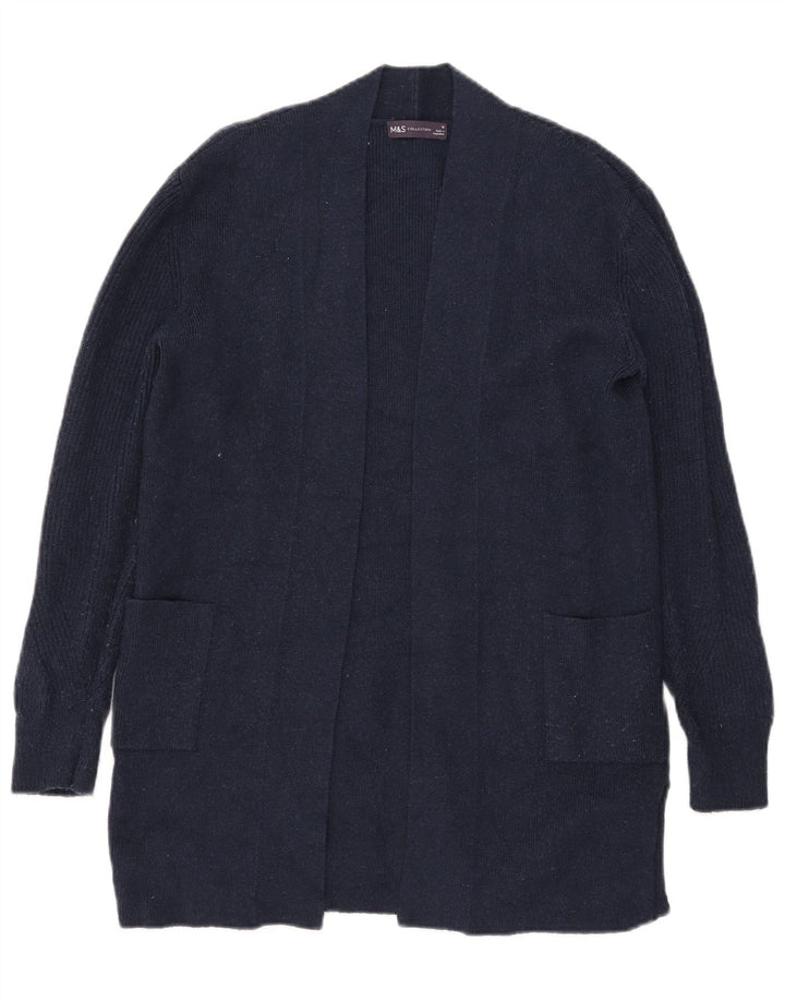 Marks & Spencer Womens Longline Open Cardigan Sweater UK 10 Small Navy Blue