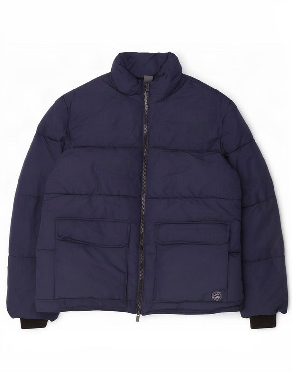 Marks & Spencer Mens Padded Jacket UK 42 XL Navy Blue Polyester