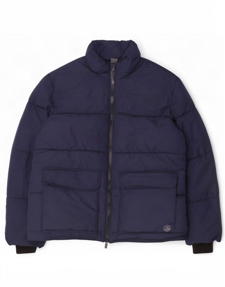 Marks & Spencer Mens Padded Jacket UK 42 XL Navy Blue Polyester