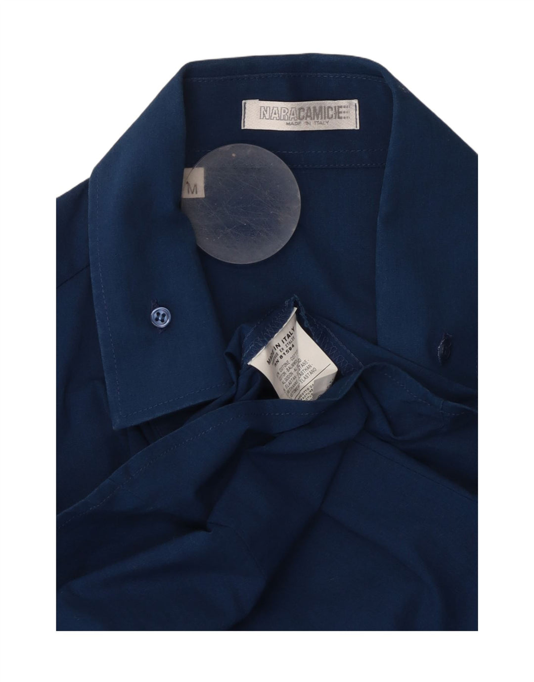 NARACAMICIE Mens Short Sleeve Shirt Medium Blue Cotton
