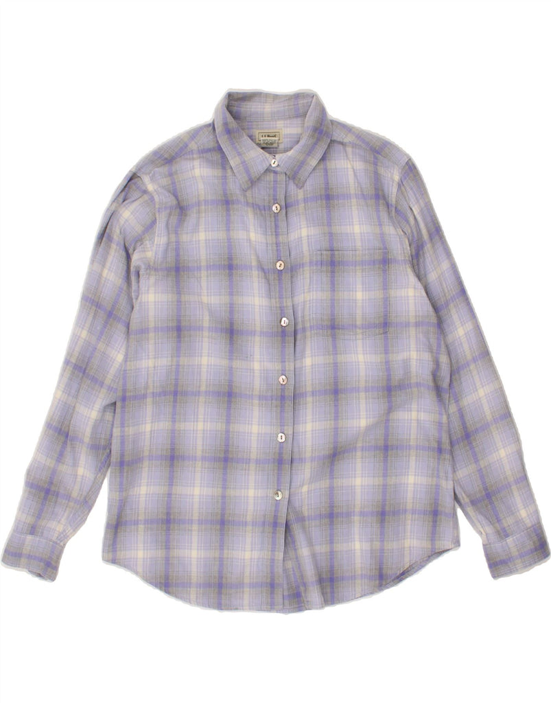 L.L.BEAN Womens Flannel Shirt UK 14 Medium Blue Check Cotton Vintage L.L.Bean and Second-Hand L.L.Bean from Messina Hembry 