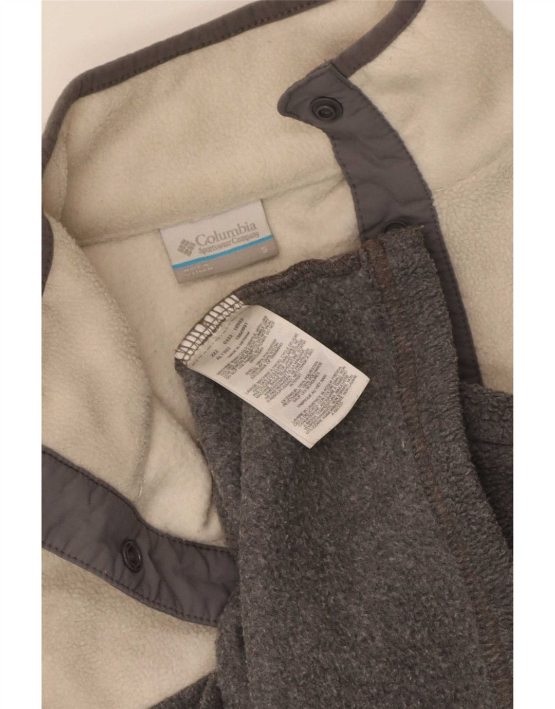 Columbia Womens Button Neck Fleece Jumper UK 10 Small Grey Colourblock