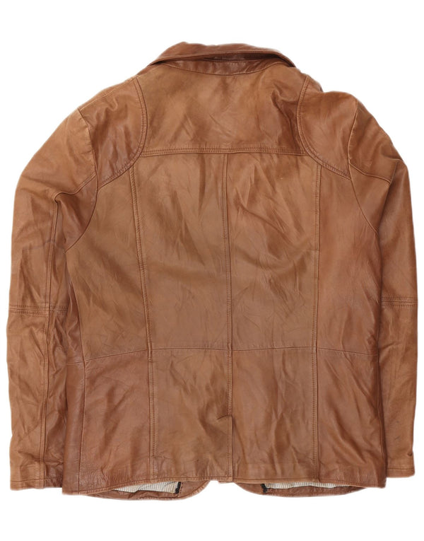 Conbipel Mens Leather 4 Button Blazer Jacket IT 52 Large Brown Leather
