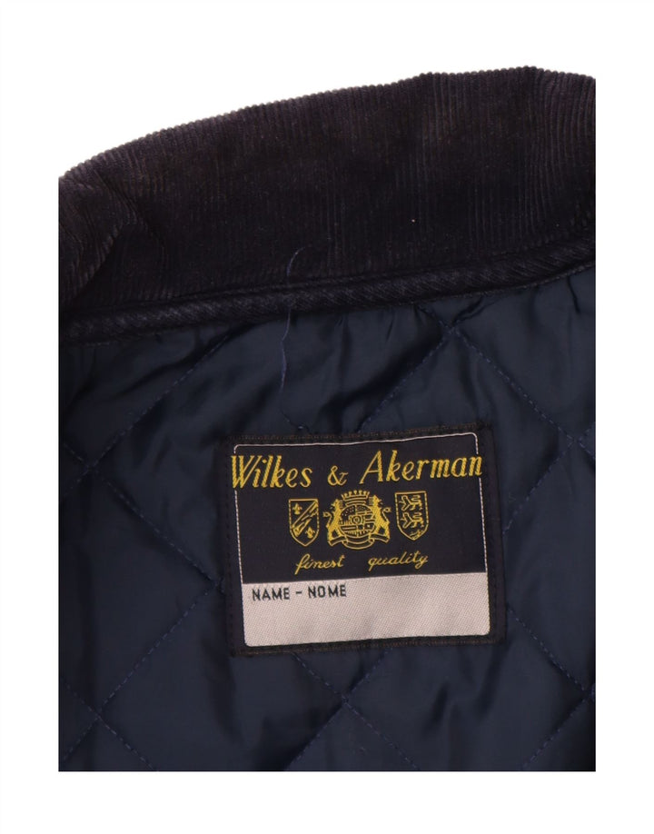 WILKES&AKERMAN Mens Quilted Jacket UK 40 Large Navy Blue Polyamide