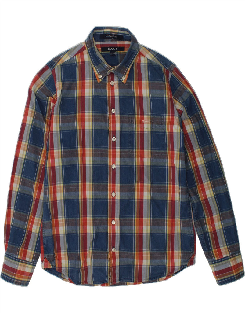 GANT Boys Fitted Shirt 11-12 Years XL  Blue Check Cotton | Vintage Gant | Thrift | Second-Hand Gant | Used Clothing | Messina Hembry 