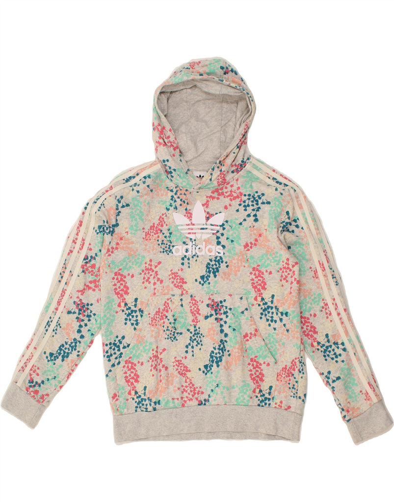 ADIDAS Girls Graphic Hoodie Jumper 13-14 Years Multicoloured Floral Cotton Vintage Adidas and Second-Hand Adidas from Messina Hembry 