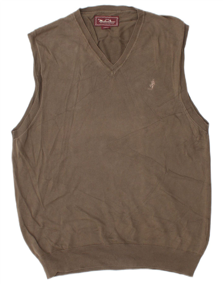 Marlboro Classics Mens Vest Tank Top Large Brown Cotton