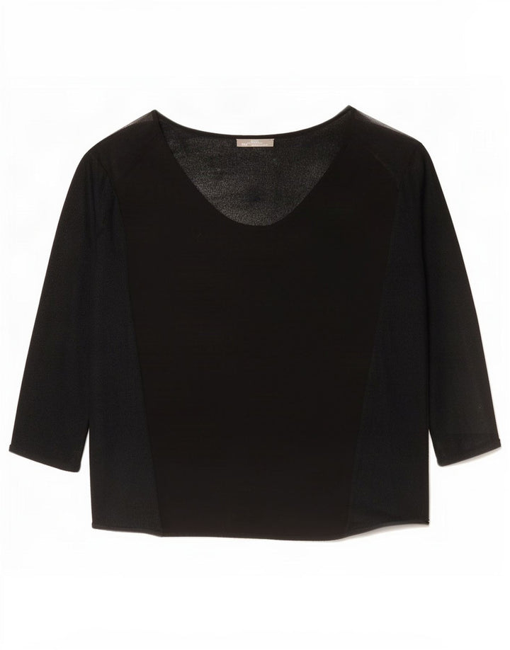 Zara Womens Oversized Top 3/4 Sleeve UK 14 Medium Black