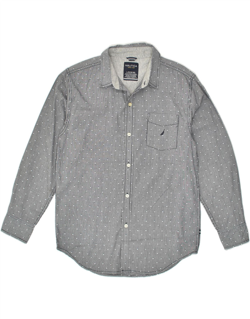 NAUTICA Boys Long Sleeve Shirt 14-15 Years Large  Grey Check | Vintage Nautica | Thrift | Second-Hand Nautica | Used Clothing | Messina Hembry 