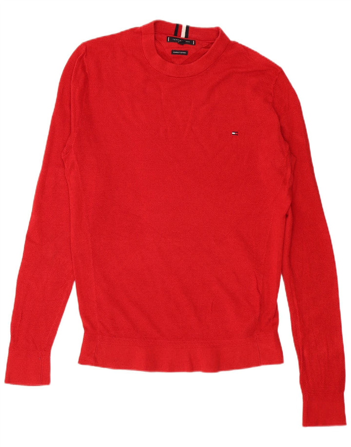 TOMMY HILFIGER Mens Crew Neck Jumper Sweater Large Red Cotton