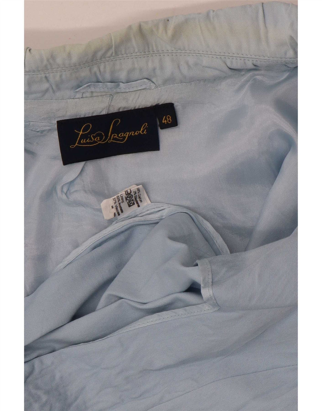 Luisa Spagnoli Womens 3 Button Blazer Jacket IT 48 XL Blue Cotton