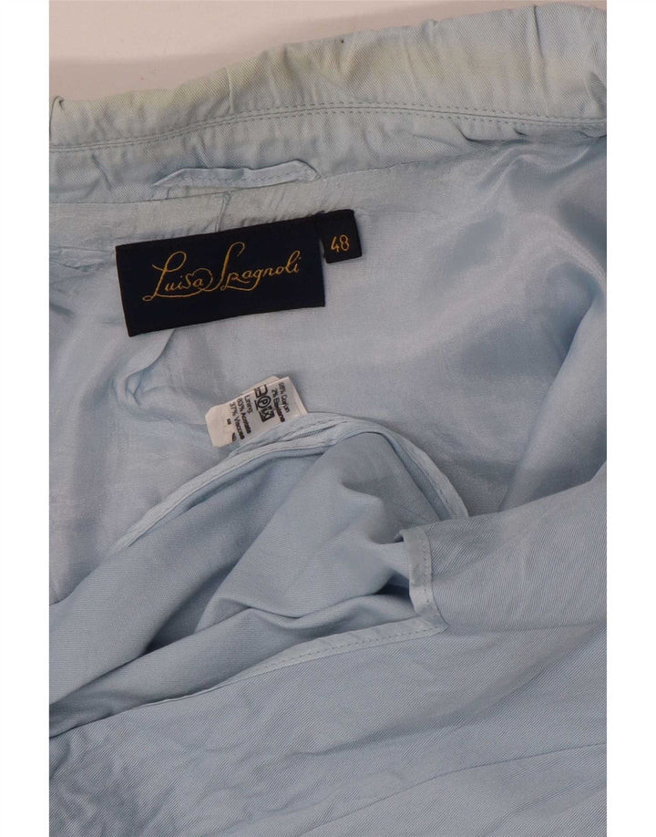 Luisa Spagnoli Womens 3 Button Blazer Jacket IT 48 XL Blue Cotton