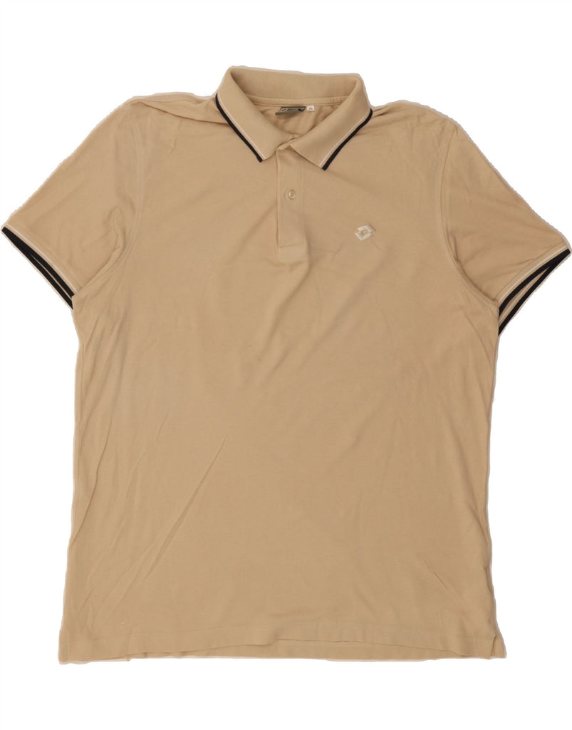 LOTTO Mens Polo Shirt 2XL Beige Cotton Vintage Lotto and Second-Hand Lotto from Messina Hembry 