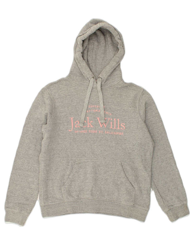 JACK WILLS Womens Loose Fit Graphic Hoodie Jumper UK 12  Medium  Grey | Vintage Jack Wills | Thrift | Second-Hand Jack Wills | Used Clothing | Messina Hembry 