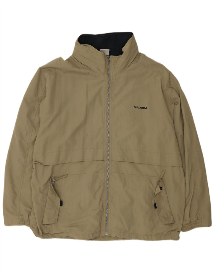 DIADORA Mens Loose Fit Rain Jacket UK 40 Large Beige Polyamide