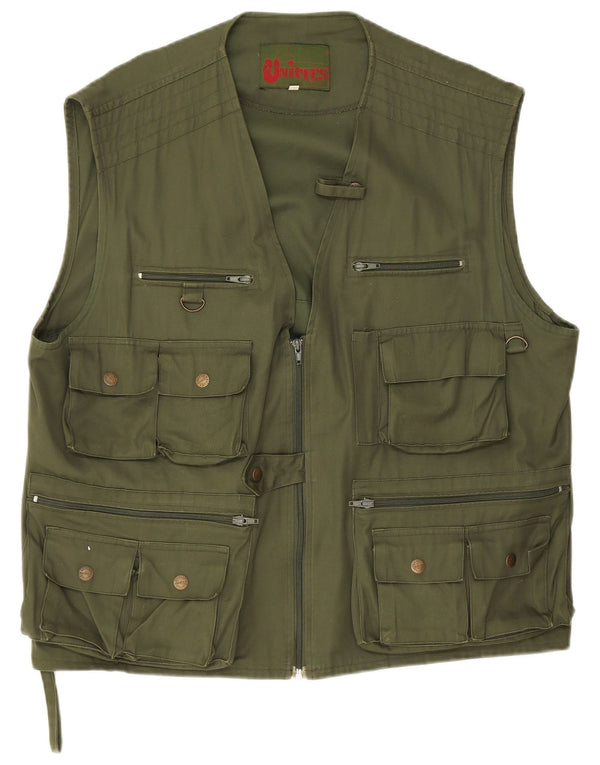 Univers Mens Utility Gilet UK 44 2XL Khaki Cotton