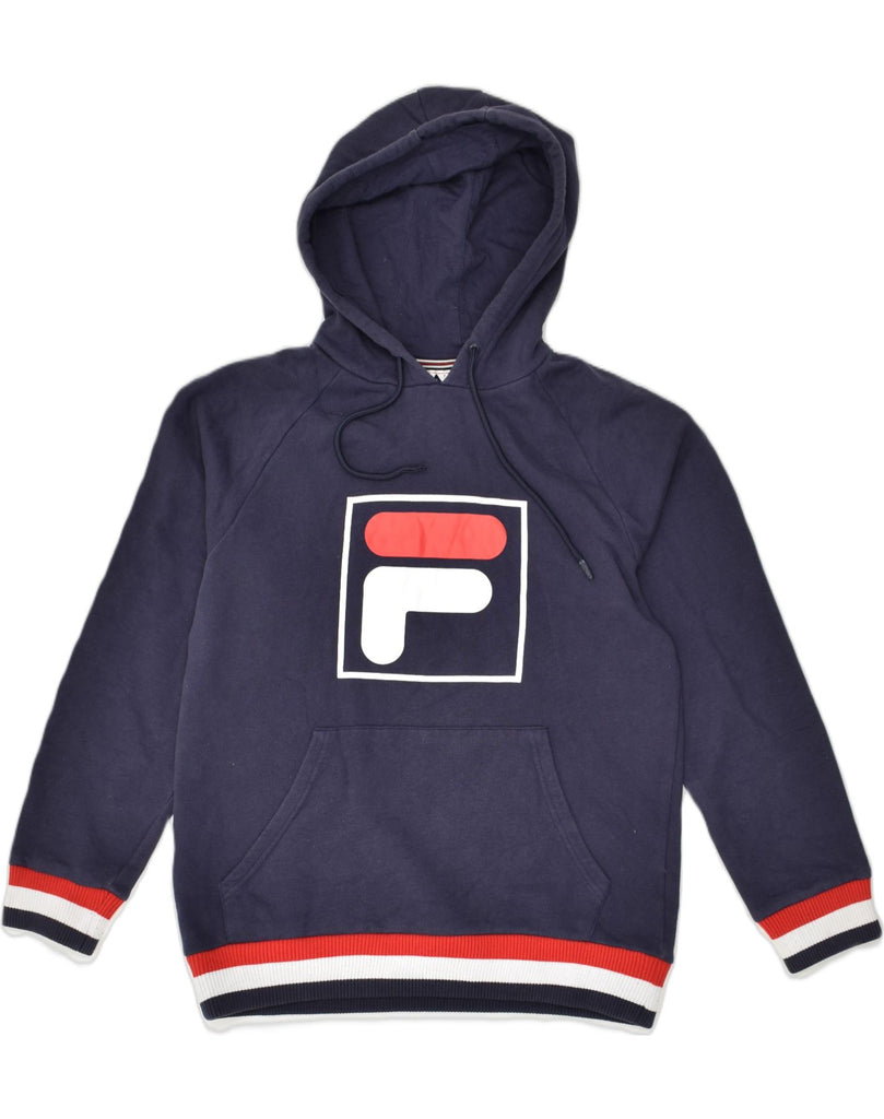 FILA Mens Graphic Hoodie Jumper XS Navy Blue Cotton | Vintage Fila | Thrift | Second-Hand Fila | Used Clothing | Messina Hembry 