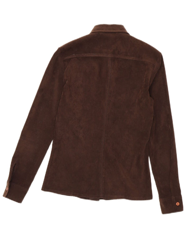 Sportstaff Womens Velvet Shirt UK 14 Medium Brown Polyester