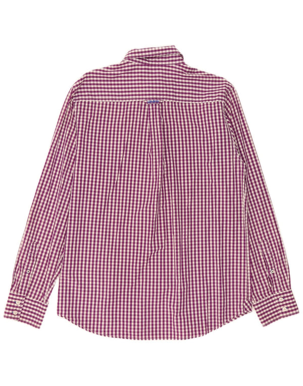 Crew Clothing Mens Shirt Large Purple Gingham Cotton