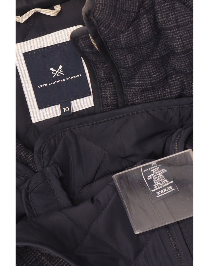 Crew Clothing Womens Quilted Gilet UK 10 Small Navy Blue Check Polyester