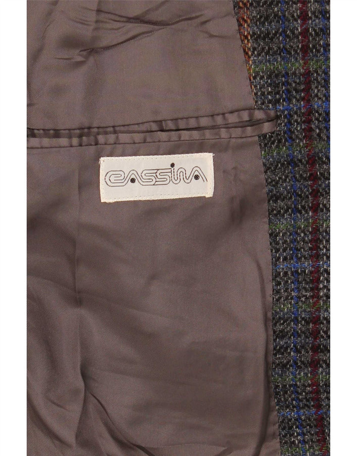 Vintage Mens 2 Button Blazer Jacket UK 40 Large Grey Check Wool