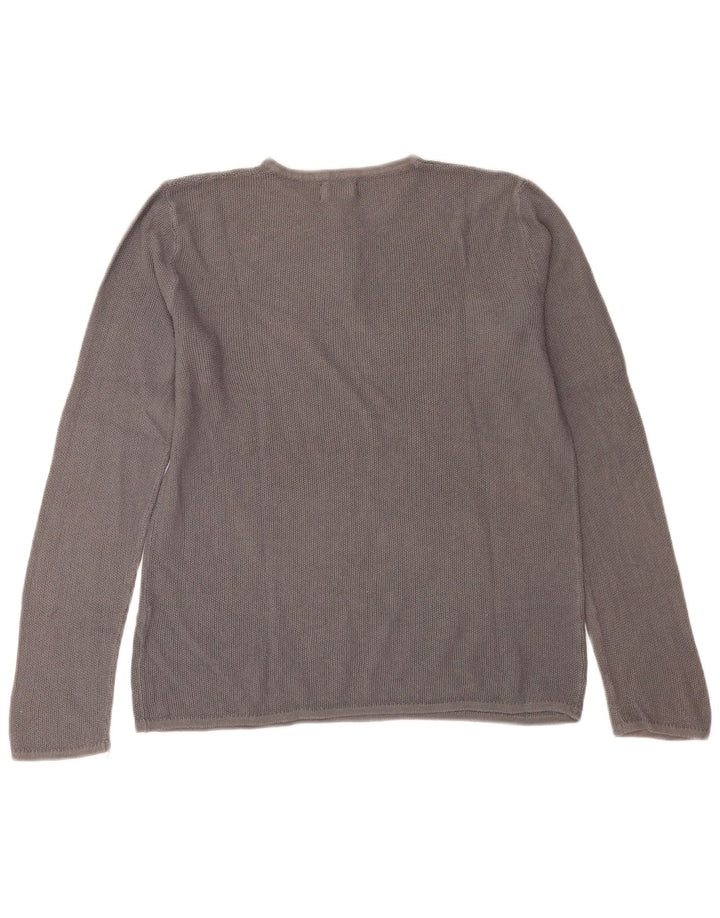Zara Mens Button Neck Jumper Sweater Large Grey