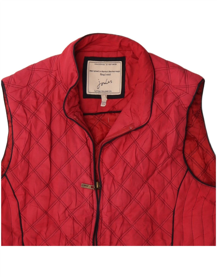 JOULES Womens Quilted Gilet UK 16 Large Red Polyester
